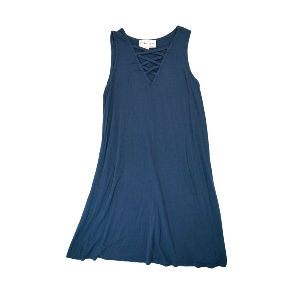 Philisophy Women’s Black Sleeveless Dress Size Medium Crisscross Neckline - Blue